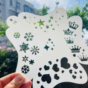 快速出图彩绘模板圣诞节元旦面部彩绘皇冠五角星爱心雪花镂空