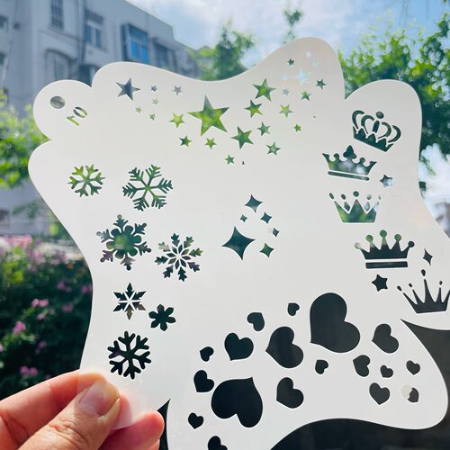 快速出图彩绘模板圣诞节元旦面部彩绘皇冠五角星爱心雪花镂空