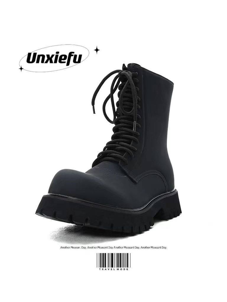 巴黎马丁靴二层牛皮橡胶发泡底