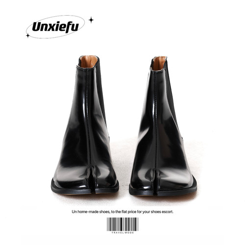 真皮短靴忍着切尔西tabi分趾鞋