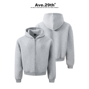 Ave.29th重磅420g空气层连帽开衫 简约男女拉链外套 卫衣男秋冬季