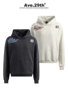 Ave.29th字母刺绣CleanFit重磅标语印花设计感连帽美式休闲卫衣