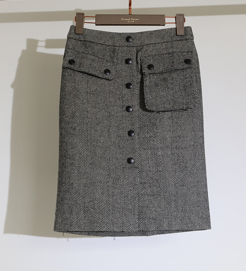 Herringbone wool new pattern commute Solid skirt Package hip Closed body Show thin Breasted decorate Korean Edition Dress skirtin the Women's clothing/Boutique , Skirts  category - from Buy2taobao.com to provide professional Taobao agent buy service