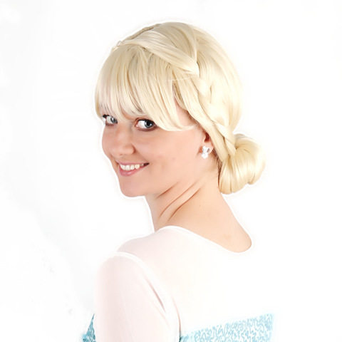 盘发艾莎cos公主假发浅金色elsa扣子网冰雪奇缘