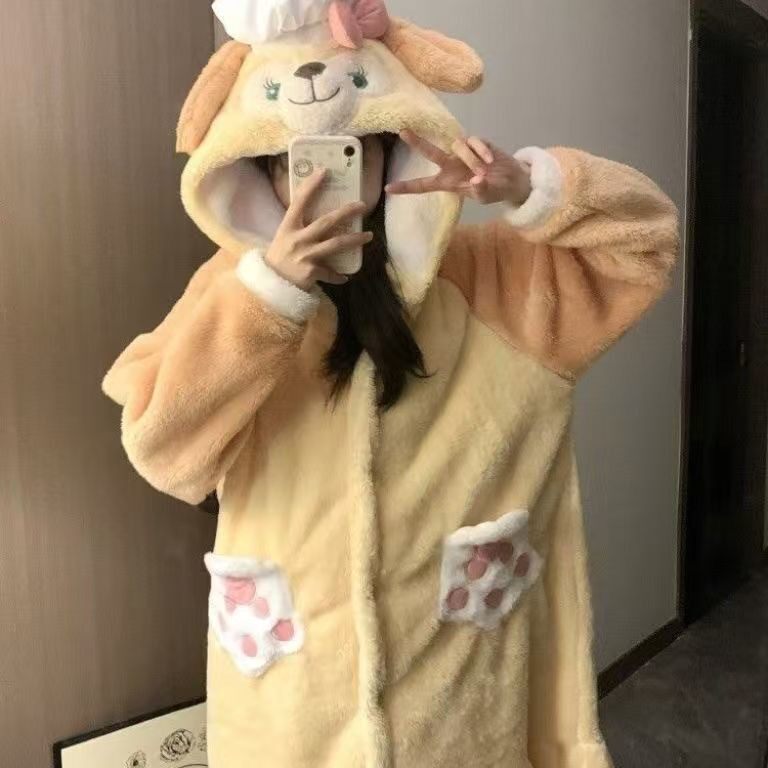 可爱卡通厨师狗睡袍睡衣女生睡裙