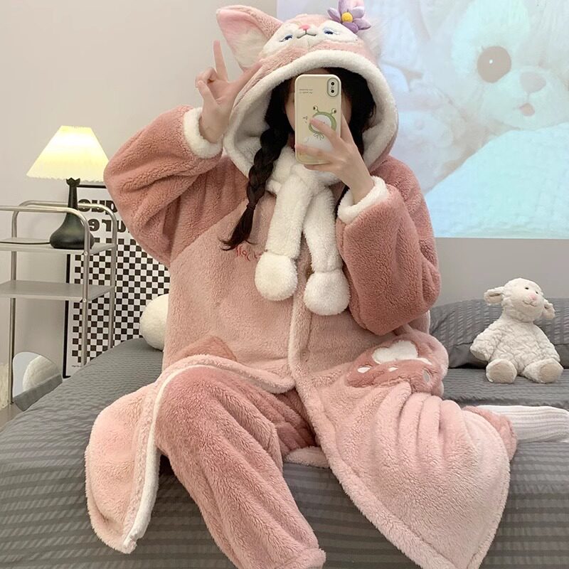 玲娜贝儿睡衣珊瑚绒保暖女生睡袍