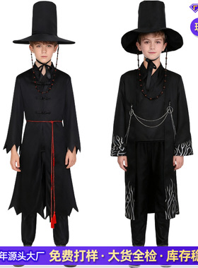 K-POP猎魔女团cos沙加男孩秦宇男团贝比黑色打歌服角色扮演服套装