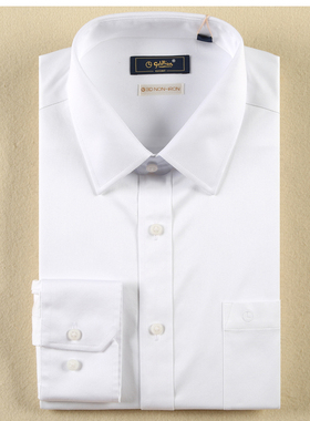 金利来男装春秋季纯棉3D免烫纯白色长袖衬衫MSLG13929801-00 G