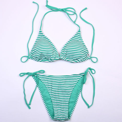 冲浪品牌Hur**海边度假条纹性感比基尼时尚显瘦bikini泳衣带胸垫
