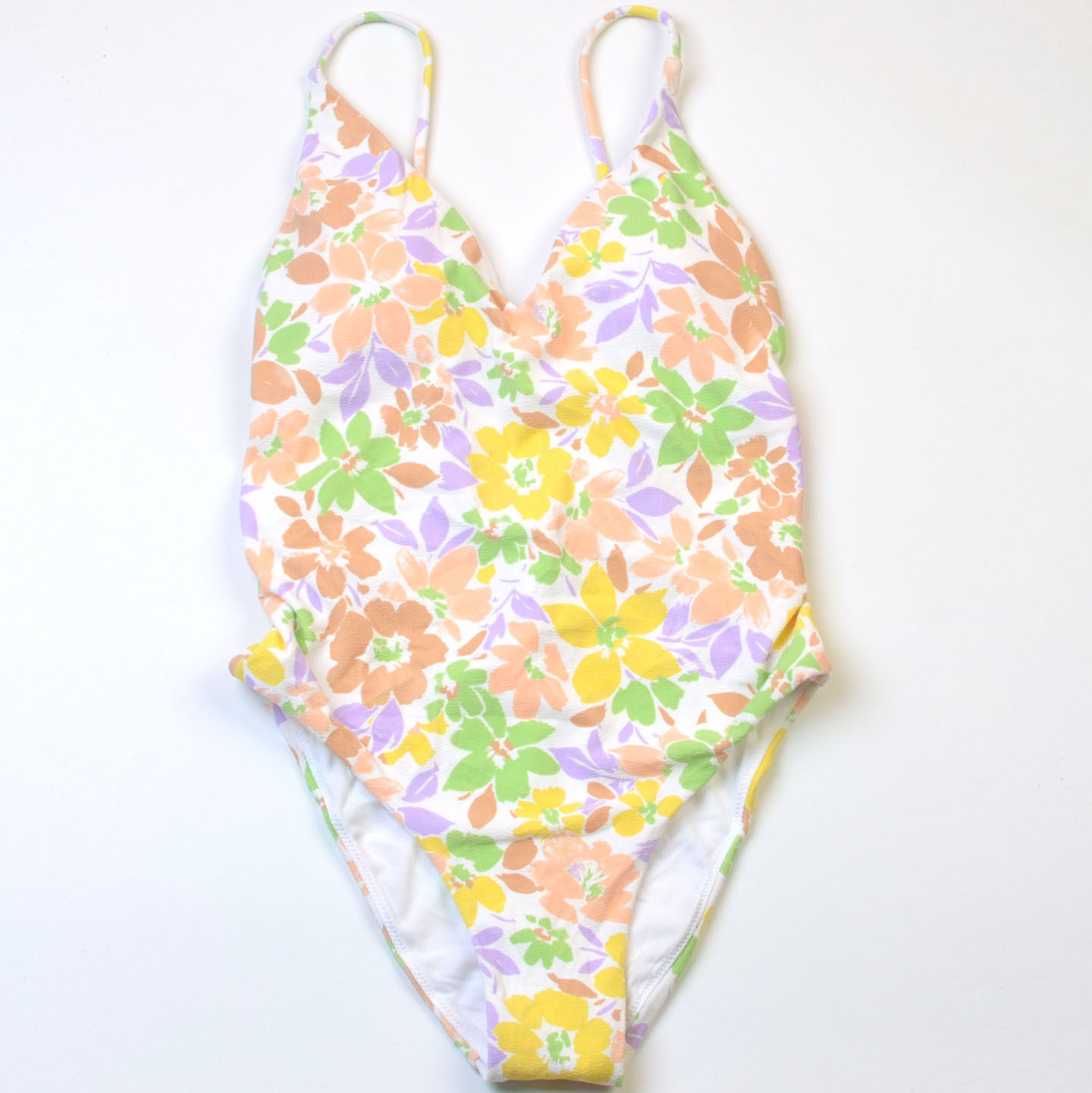 澳洲品牌Ro**高级感连体泳衣性感V领小碎花显瘦女款泳装带胸垫