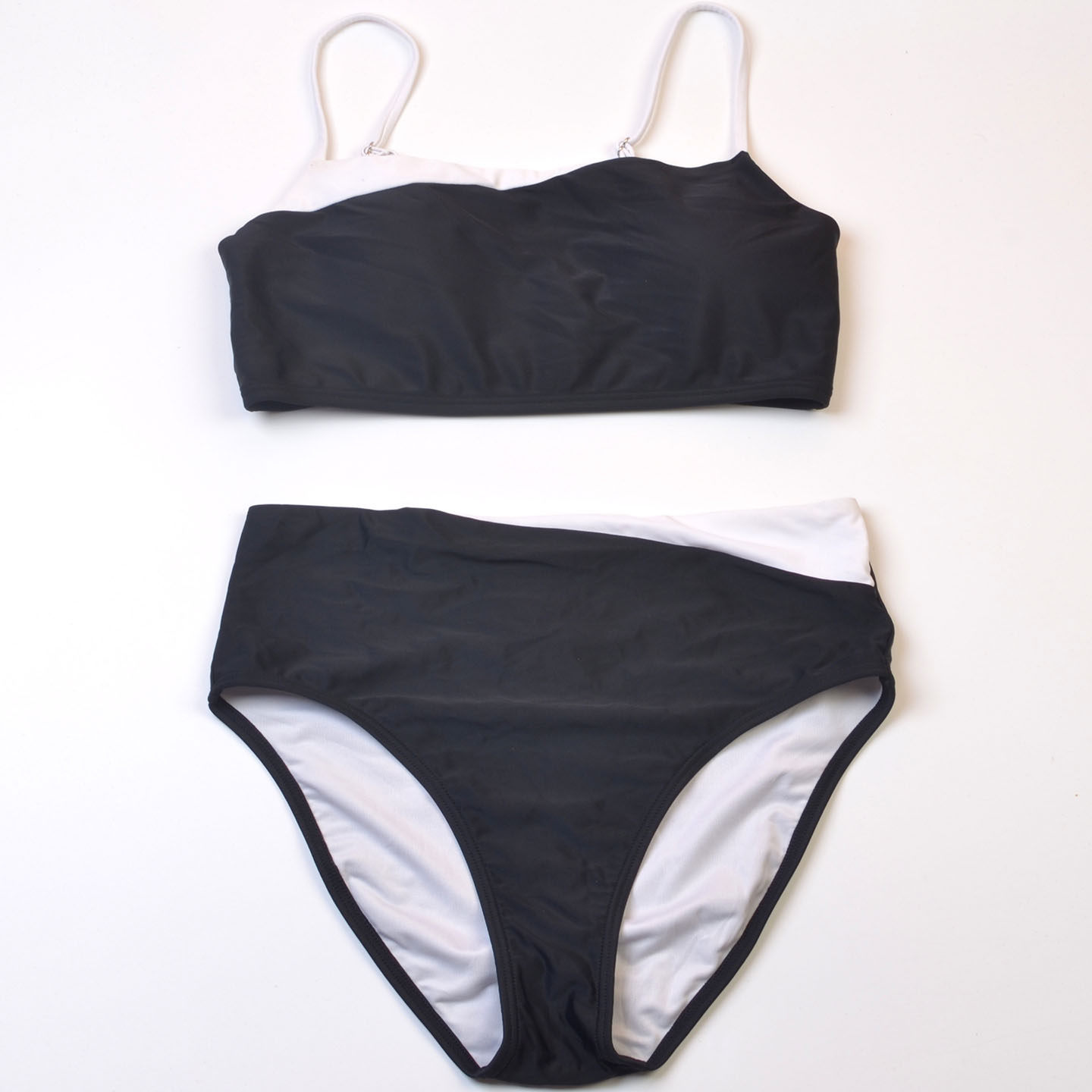 美国品牌Cal**度假性感显瘦简约黑色分体泳衣时尚泳装女带胸垫