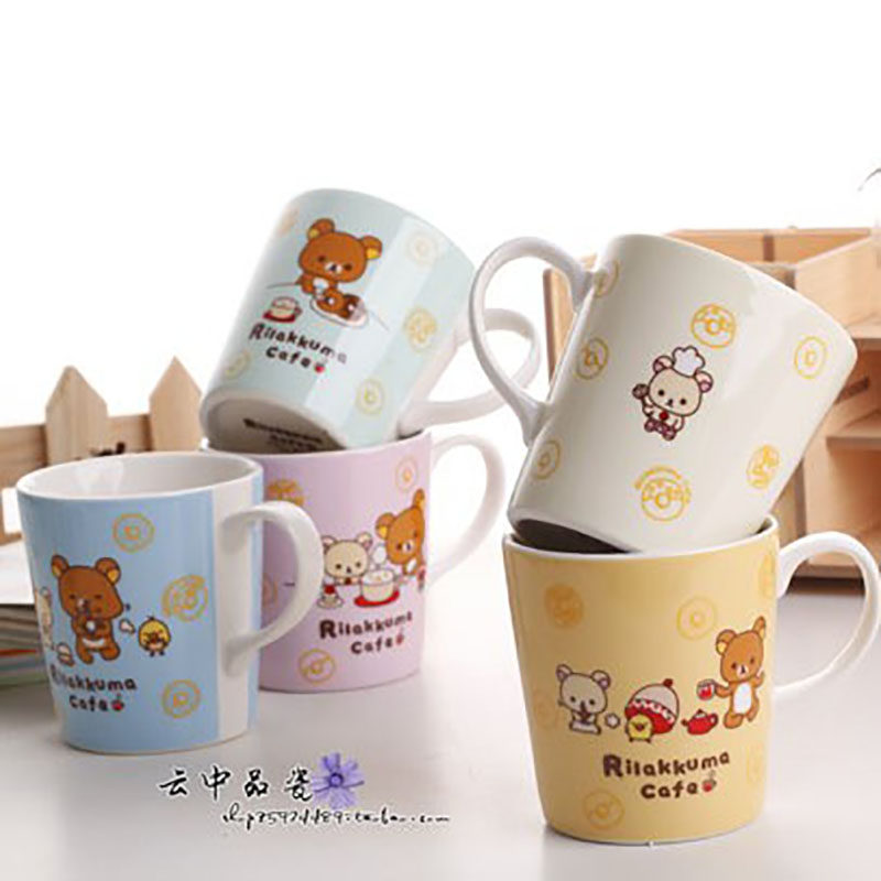 日单Rilakkuma陶瓷餐具卡通儿童水杯轻松熊马克杯牛奶咖啡高温瓷