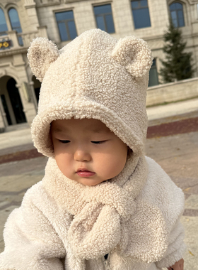 韩版婴儿帽子秋冬季保暖毛绒帽婴幼儿护耳帽可爱男女宝宝儿童帽子