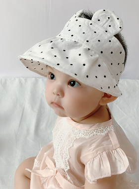 婴儿遮阳帽可爱女童空顶帽宝宝帽子婴幼儿女宝宝太阳帽儿童防晒帽
