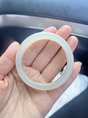 天然和田玉晴水手镯54圈口浅晴水手镯女款送女友礼物百搭款礼物