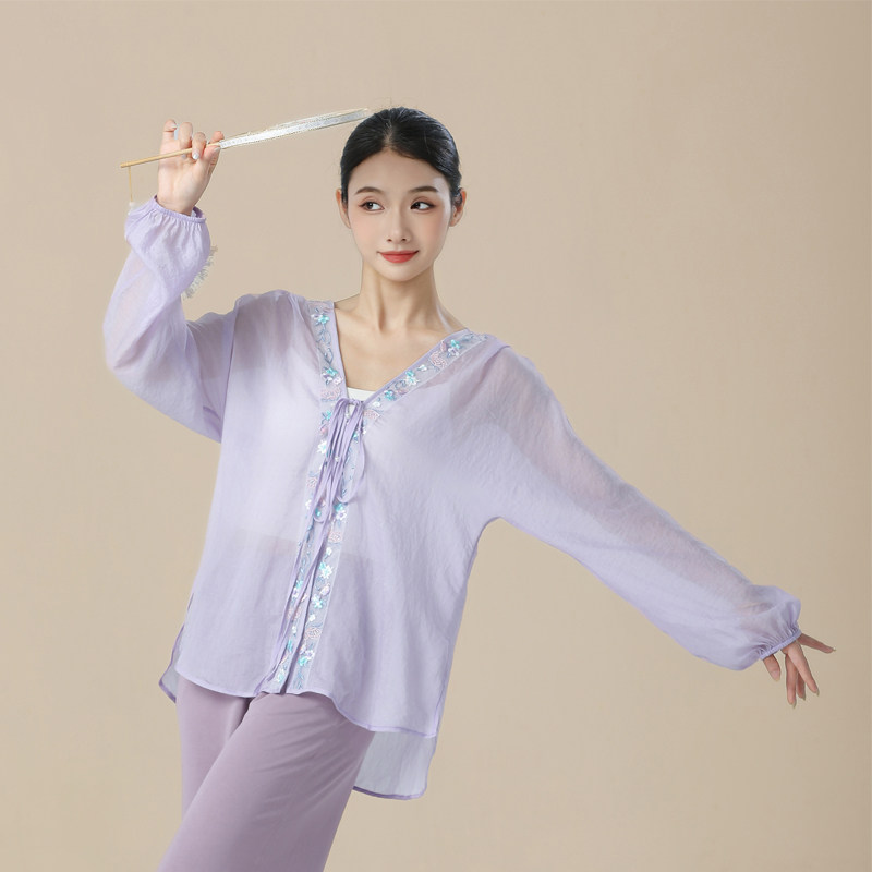 一城一舞古典舞蹈服国风戏曲刺绣花朵身韵纱衣舞台主角表演出服装