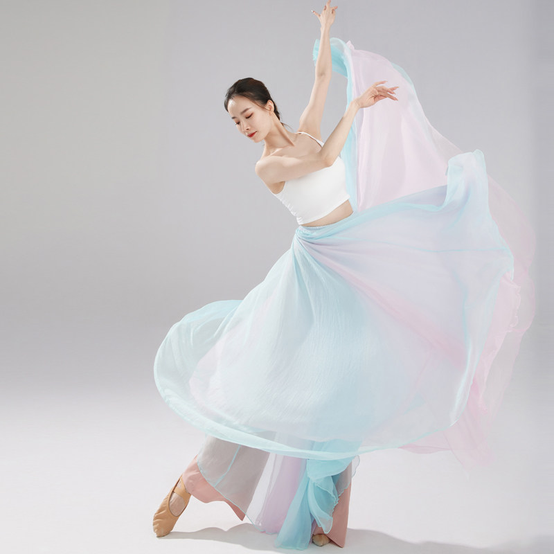 720度大摆裙双层锦丝皱