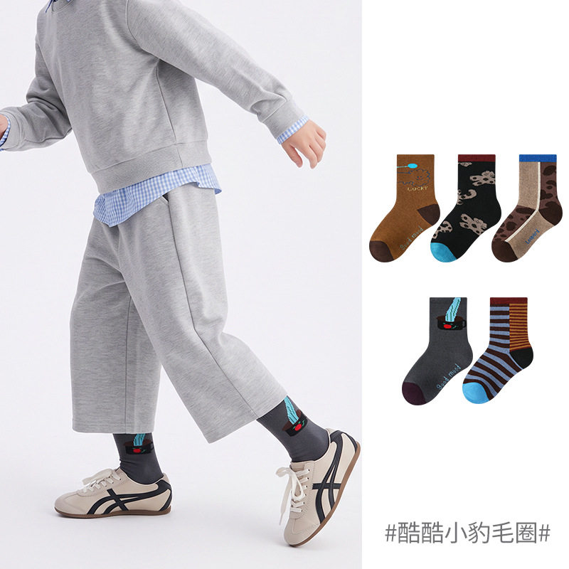 2026新款男童秋冬加厚小豹棉袜