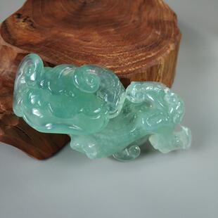 天青冻岫玉蓝冰如意灵芝手把件把玩精品收藏天然玉石新疆岫玉蓝冰