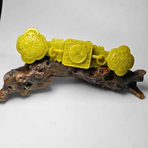 精品岫玉花玉如意摆件天然俏雕根雕底座家居摆设祝寿礼物
