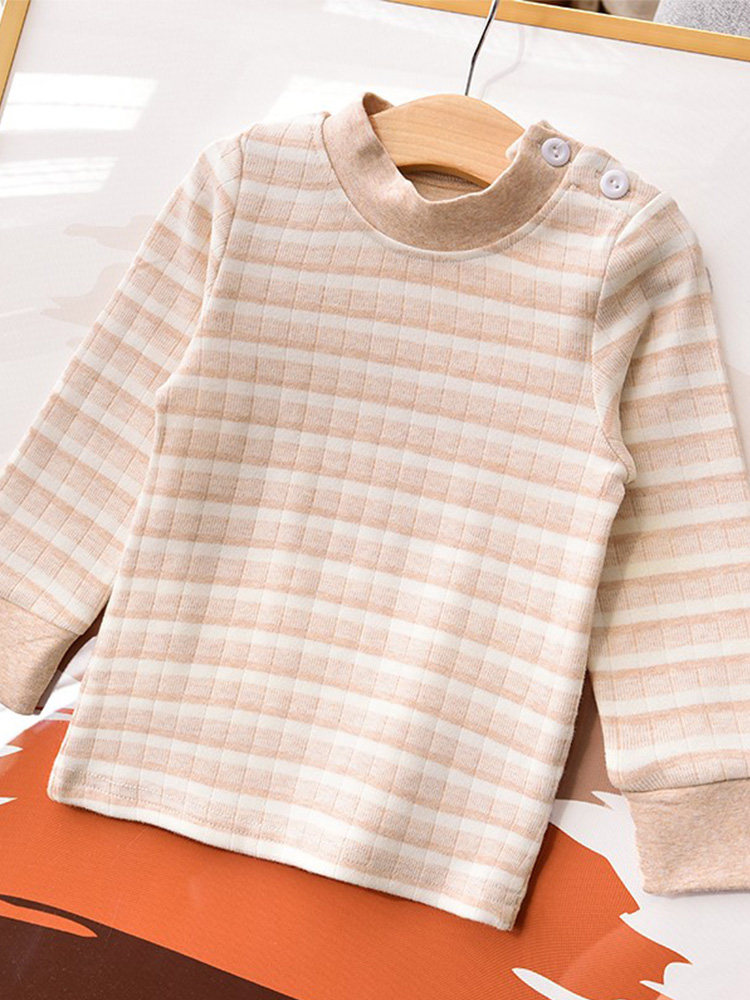 어린이 부드러운 벨벳 코튼 숄더 버튼 탑  따뜻한 가을 옷 가을 겨울 1 베이비 순면 스웨터 싱글 탑 5 세