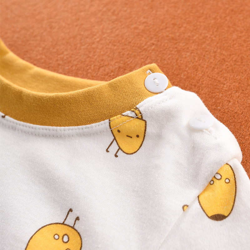 가을 옷 2팩 순면 카테고리 A  린넨 봄 가을 남아 및 여아 속옷 잠옷 상의 면 스웨터