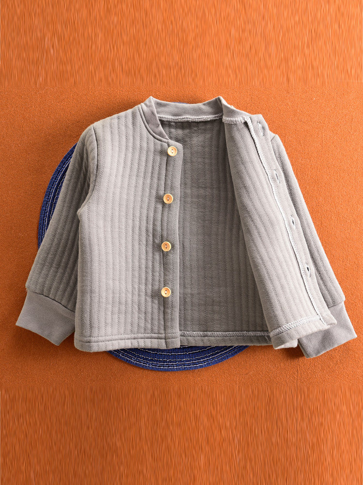 베이비 3겹 두꺼운 보온 탑 아동용 베이비 퀼팅 바닥 가디건 일체형 가을 옷 속옷 가을 겨울 이너웨어