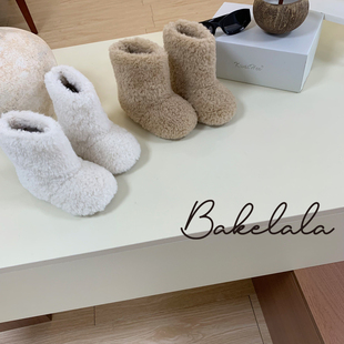 可爱毛茸茸雪地靴韩国中筒靴舒适保暖二棉鞋冬季新款套脚洋气童鞋
