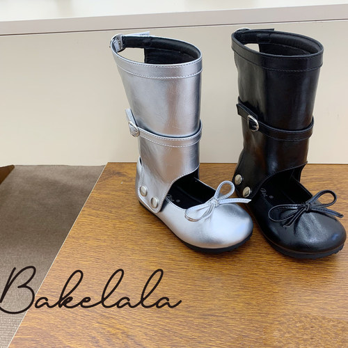 芭蕾皮鞋中长靴两穿骑士靴中大童