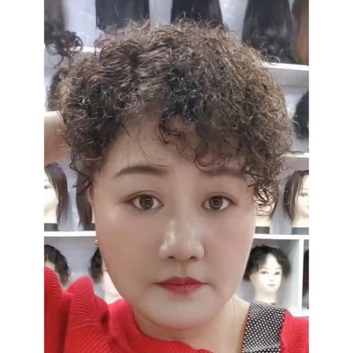 卷发假发头顶补发网红气质真人发丝超轻薄假发片短款薄款发块中长