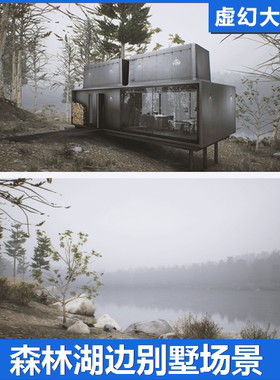 UE4UE5 Swedish Lake House 森林湖边别墅小屋场景室内建筑可视化