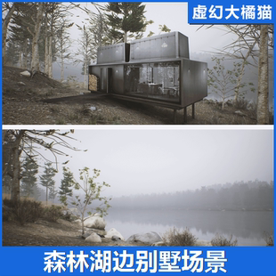 UE4UE5 Swedish Lake House 森林湖边别墅小屋场景室内建筑可视化