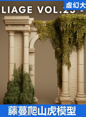 UE5虚幻5 Foliage VOL.23 - Ivy Low Poly 常春藤爬山虎藤蔓模型