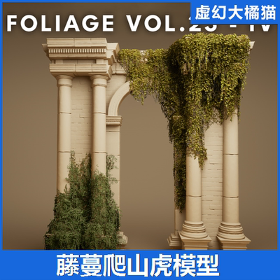 UE5虚幻5 Foliage VOL.23 - Ivy Low Poly 常春藤爬山虎藤蔓模型