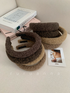 简约气质百搭美拉德色系仿羊毛发箍秋冬高级感时尚 压发卡头饰头箍