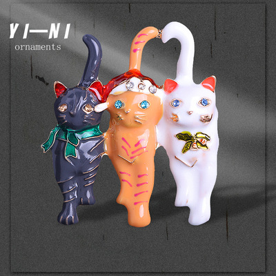 欧美跨境欧美时尚猫咪合金胸针