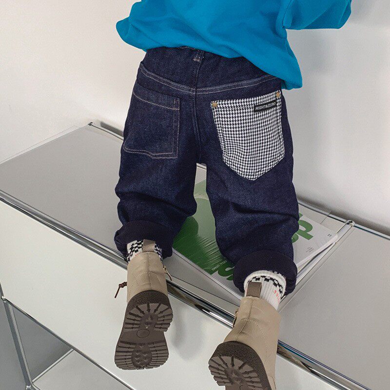男童牛仔裤春秋款儿童裤子2025新款韩版中大童加绒潮酷小脚哈伦裤
