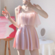 显瘦遮肚小胸保守少女连体泳衣 甜美粉纱小礼服裙式 夏语微琪 樱