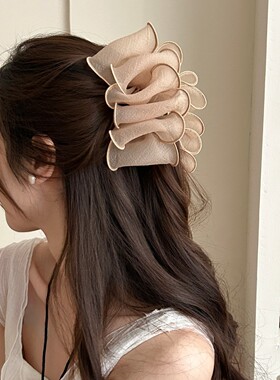 夏季云朵网纱褶皱抓夹女高级感简约鲨鱼夹发夹后脑勺盘发发卡发饰