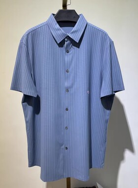 AD81 鹅尔家男士翻领商务休闲打底条纹衬衫夏季百搭短袖衬衫