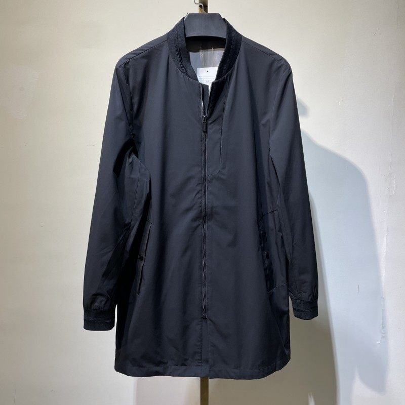 BW2多斯男士春秋新款商务休闲中长款棒球领外套 黑色百搭中年上衣