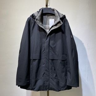 DW66得鲨羽绒服男士中长款新款冬季经典商务休闲带帽保暖外套