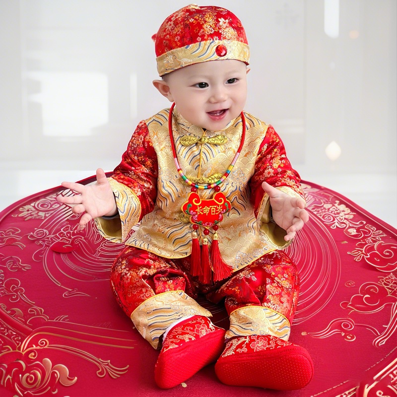 周岁礼服男宝宝款抓周唐套装秋冬