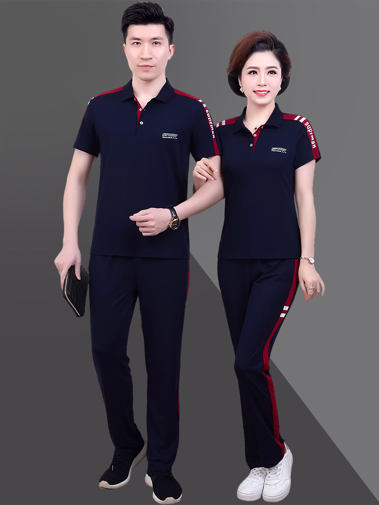 运动套装男士夏季新款休闲情侣运动服短袖长裤两件套跑步套装女夏