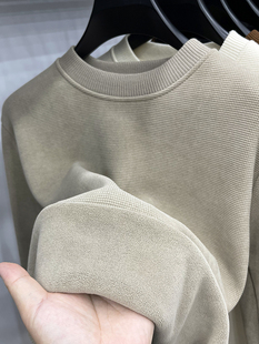 纯色冬季加绒毛衣男加厚保暖卫衣一体绒中青年内搭休闲圆领打底衫