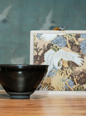 宋研 | 进阶柴窑乌金釉点茶盏 吴小明龙窑柴烧仿古粗胎大束口建盏