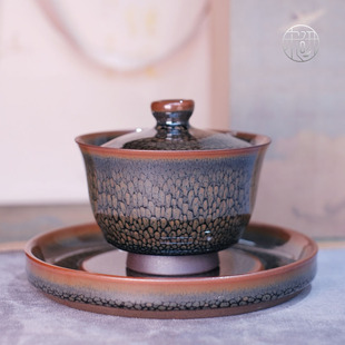 宋研 公道杯 建盏非遗传承人吴继旺制作 怀南黄鹧鸪斑三才盖碗