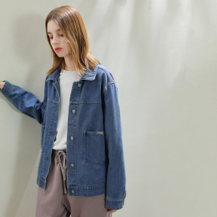2025年春装新款纯棉复古牛仔外套廓形显瘦高级感休闲小个子上衣女