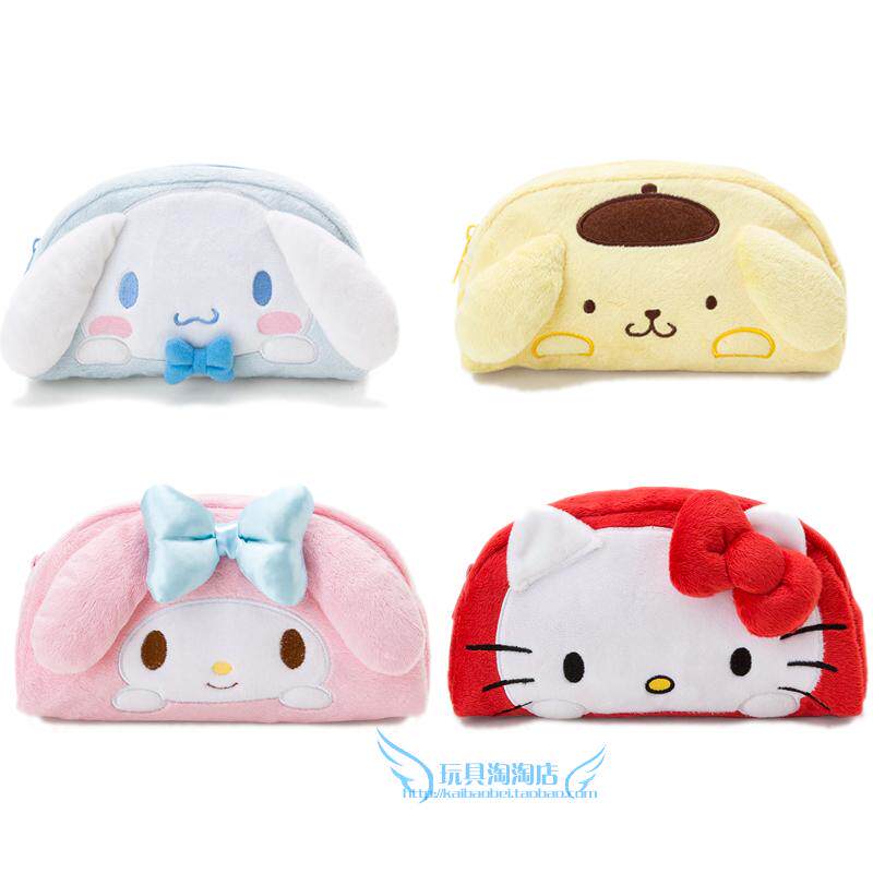 日版正品Sanrio三丽鸥kitty布丁狗melody小白毛绒笔袋手袋化妆包