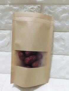 9*14开窗牛皮纸袋自封 站立自封袋 食品包装袋 干果坚果袋10个价